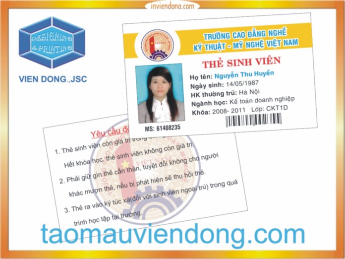 Địa chỉ in thẻ nhựa sinh viên nhanh rẻ tại Hà Nội